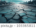 Cracked road concrete. Ground surface. Generate Ai 103365811