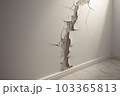 Crack wall house. Break photo. Generate Ai 103365813