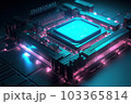 Cpu modern motherboard. Board chip. Generate Ai 103365814
