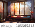 Cozy meditation room. Asian travel. Generate Ai 103365818