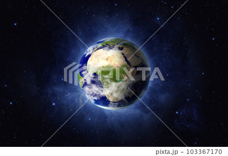 Earth, galaxy, nebula and stars. Europe, Africa, Asia. 103367170