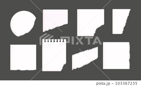 Ripped note papers vector illustrations collection. Set for diary, notepad, planner. Ripped note papers vector illustrations collection. Set for diary, notepad, planner. 103367235