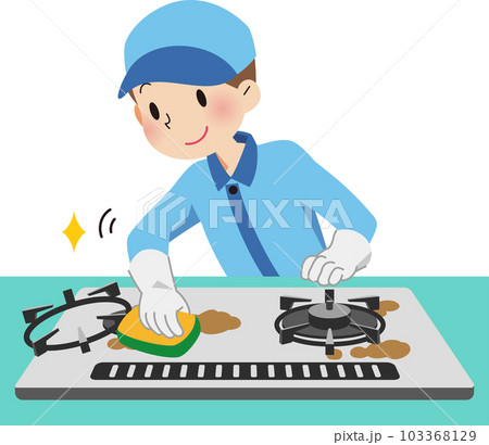 ガスコンロを掃除するハウスクリーニング業者 103368129