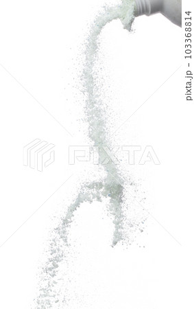 Detergent Powder splash fly in air. Detergent Powder pour float in mid air. Detergent Powder blue soap explosion throw fluttering. White background isolated high speed shutter freeze motion Detergent Powder splash fly in air. Detergent Powder pour float in mid air. Detergent Powder blue soap explosion throw fluttering. White background isolated high speed shutter freeze motion 103368814