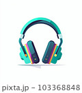 青いヘッドフォンのイラスト 103368848