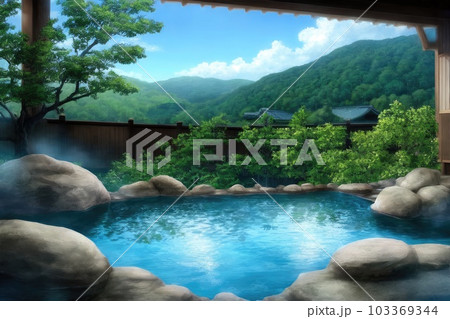 《AI画像》山の中の露天風呂 《AI画像》山の中の露天風呂 103369344