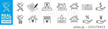 Real estate line icon collection editable 103370453