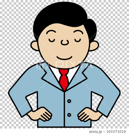 目を閉じて考え事をする男性のビジネスマン 103371019