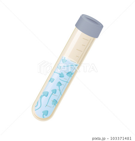 Cartoon style Isolated Semen sample Container for Medical Tests on White Background - Stock Vector Illustration. Concept of sperm donation and infertility testing. 103371481