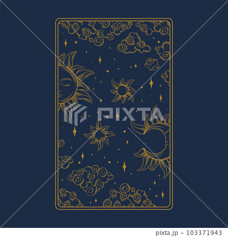 Tarot aesthetic golden card. Decorative tarot pattern for oracle card covers. Vector illustration Tarot aesthetic golden card. Decorative tarot pattern for oracle card covers. Vector illustration 103371943