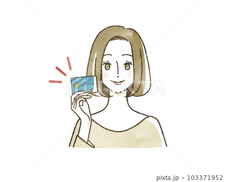 クレジットカードを持っている笑顔の女性 クレジットカードを持っている笑顔の女性 103371952