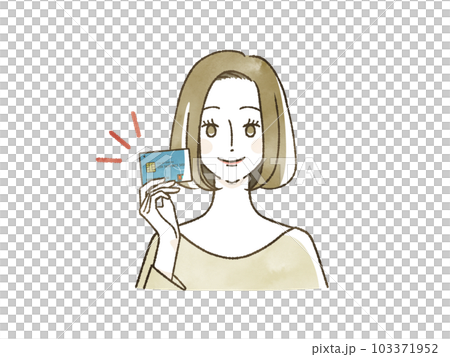 クレジットカードを持っている笑顔の女性 クレジットカードを持っている笑顔の女性 103371952