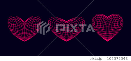 Pink wireframe heart shapes set. grids. Grid design element. Love or cardiology concept for posters, templates, flyers, banners. Vector illustration pack Pink wireframe heart shapes set. grids. Grid design element. Love or cardiology concept for posters, templates, flyers, banners. Vector illustration pack 103372348