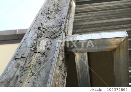 cement pole and steel bar on construction industry 103372662