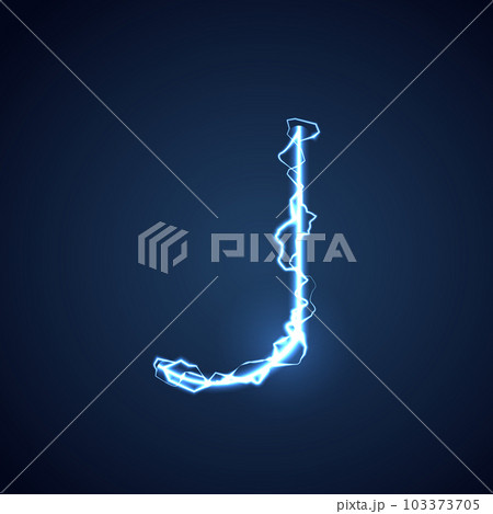 A blue neon electric lightning bolt vector sign. Stock Vector