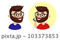 Happy man talking on the phone. Vector illustration in cartoon style. Boy with a phone in his hand. 103373853