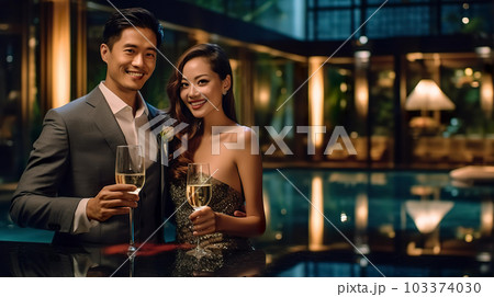 高級ホテルのジャグジー・ナイトプールで愛し合うアジア人カップル(Generative AI) 高級ホテルのジャグジー・ナイトプールで愛し合うアジア人カップル(Generative AI) 103374030