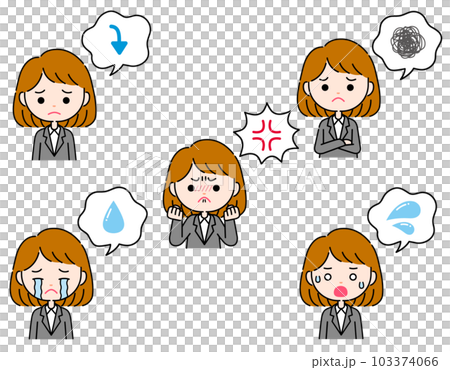 Negative emotional expression illustration of a woman in a suit with a speech bubble Negative emotional expression illustration of a woman in a suit with a speech bubble 103374066