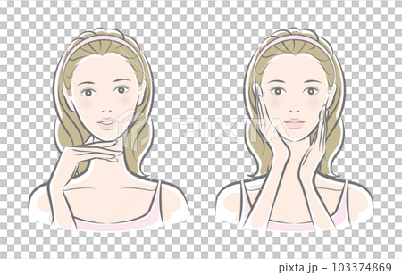 スキンケアをしている女性のベクター イラスト 103374869