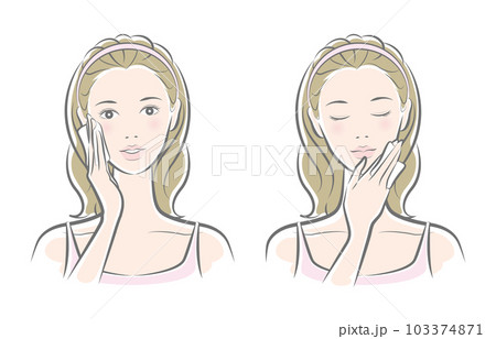 スキンケアをしている女性のベクター イラスト スキンケアをしている女性のベクター イラスト 103374871