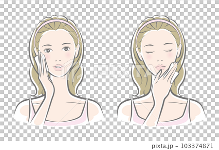 スキンケアをしている女性のベクター イラスト スキンケアをしている女性のベクター イラスト 103374871