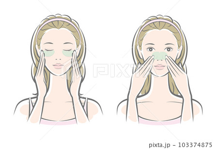 スキンケアをしている女性のベクター イラスト 103374875
