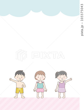水着の子供たちのフレーム　海水浴　風景 103375043