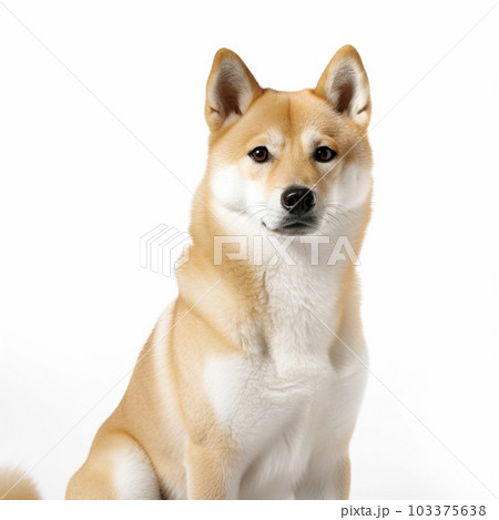 柴犬　白背景　AI生成画像　ジェネレーティブAI 103375638