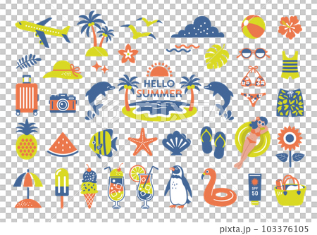 夏とビーチのアイコンイラスト素材 103376105