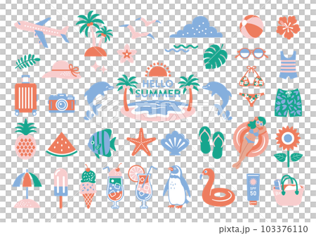 夏とビーチのアイコンイラスト素材 103376110