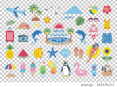 夏天和海灘圖標插圖素材 103376111