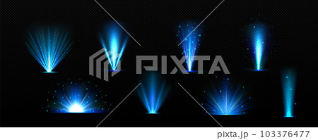 Blue explode glow with light ray and shine vector 103376477