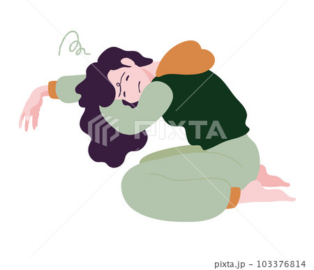 やる気が出ず倦怠感や疲労感に苦しむ人のイラスト やる気が出ず倦怠感や疲労感に苦しむ人のイラスト 103376814