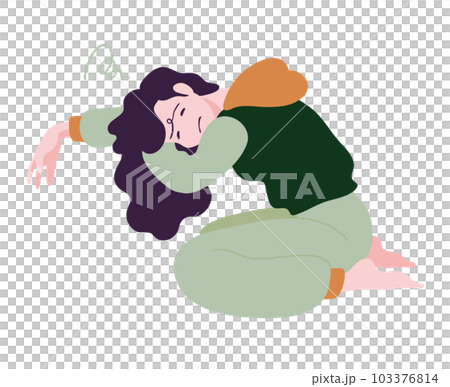 Illustration of a person who is unmotivated and suffers from malaise and fatigue 103376814