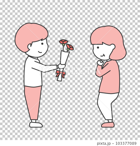 給中年婦女獻花的男孩 給中年婦女獻花的男孩 103377089