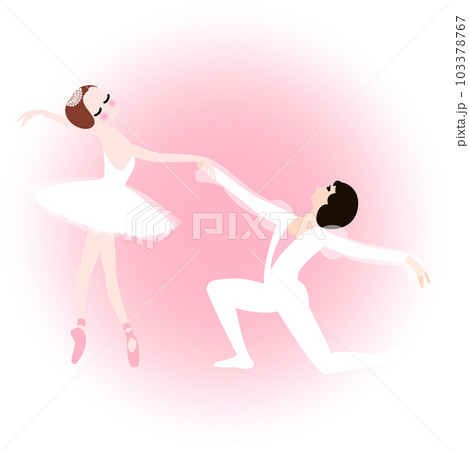 バレエ　パ・ド・ドゥ2人で踊るバレリーナ　背景ピンク 103378767