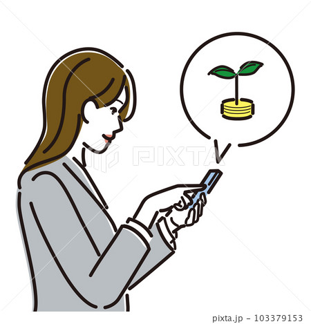 スマホで資産運用のチェックをする女性ビジネスパーソン 103379153