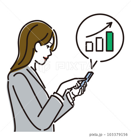 スマホでグラフをチェックする女性ビジネスパーソン 103379156