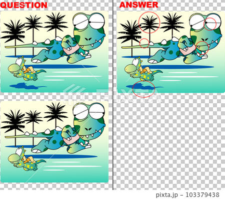 Find the difference quiz with cute dinosaurs flying in the sky 103379438
