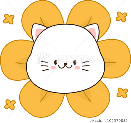 Cartoon cute white cat with flower Cartoon cute white cat with flower 103379882