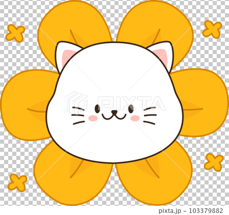 Cartoon cute white cat with flower Cartoon cute white cat with flower 103379882