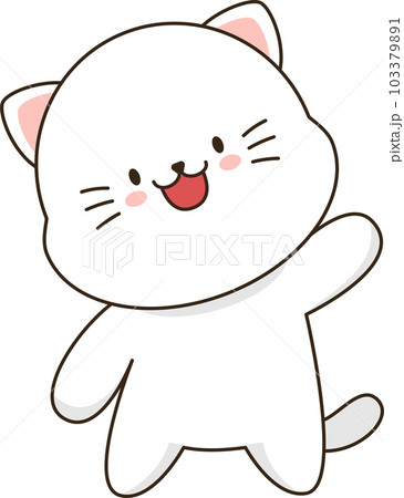 Cartoon cute white cat - Stock Illustration [103379891] - PIXTA