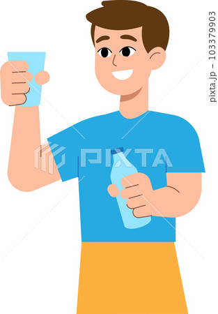 Man Drinking water Cartoon Style illustration. 103379903