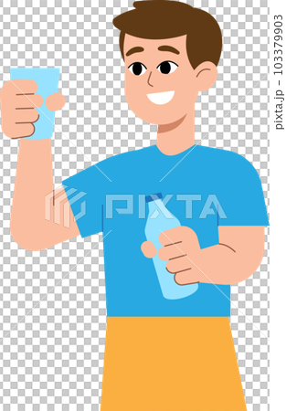 Man Drinking water Cartoon Style illustration. Man Drinking water Cartoon Style illustration. 103379903
