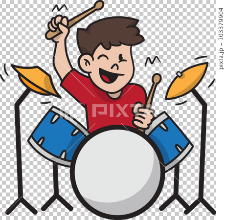 Man Playing Drums Cartoon style illustration. 103379904