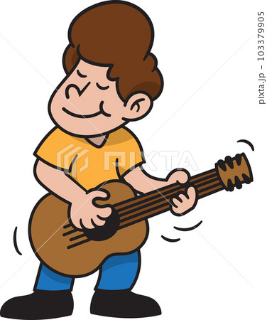 Man Playing Guitar Cartoon style illustration. Man Playing Guitar Cartoon style illustration. 103379905