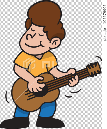 Man Playing Guitar Cartoon style illustration. Man Playing Guitar Cartoon style illustration. 103379905