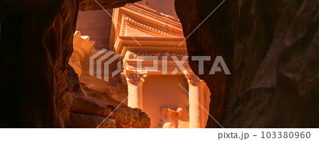 Petra, Jordan Siq, Treasury, Al Khazneh banner 103380960