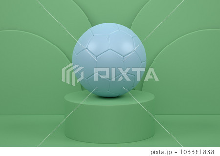 Football ball on cylinder podium with steps on monochrome background 103381838
