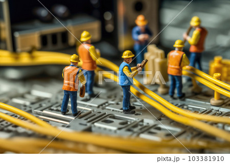 回線工事をする作業員のミニチュア、生成AI 回線工事をする作業員のミニチュア、生成AI 103381910